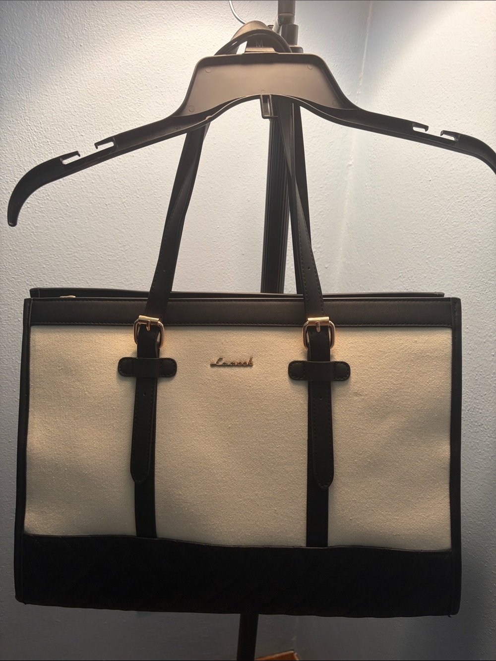 Lovevook Black & White 15.6" Canvas Laptop Bag/Tote